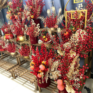 Baies rouges artificielles Suzume Ii 60cm, fruits porte-bonheur, décoration de la maison, ornement de Noël et du Nouvel An - Product Image 1
