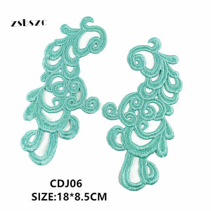 Appliques en dentelle de Venise hydrosolubles, brodées de feuilles baroques, couleur pastel vert mousse, effet miroir, pour robe Cottagecore DIY - Product Image 4