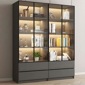 Étagère à livres en bois moderne de luxe pour salon, étagère de séparation décorative, armoire de rangement, bibliothèque - Product Image 6