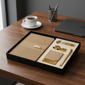 Ensemble cadeau d'affaires de luxe 4 pièces : agenda en métal, porte-cartes, stylo, porte-clés - Product Image 2