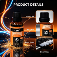 Revêtement céramique nano ultime pour voiture 12H, scellant au graphène SiO2 et quartz, résistant à la chaleur, anti-UV, brillant, kit de detailing