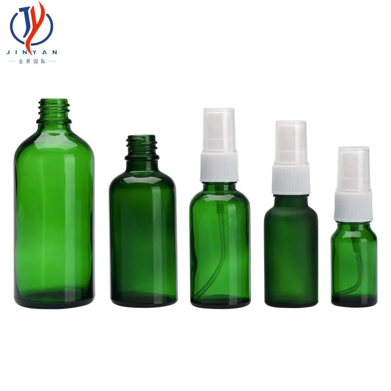Nachfüllbare durchsichtige grüne Soda-Lime-Glasflaschen 10 ml-100 ml Feinschmelz-Sprühflaschen für ätherisches Olivenöl-Parfüm kosmetischer Gebrauch