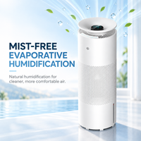 Humidificateur évaporatif 8L sans brume, remplissage par le haut, contrôle intelligent de l'humidité pour la maison et le bureau, OEM ODM