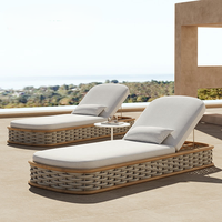 Chaise longue en rotin imperméable pour hôtel, jardin, terrasse et bord de piscine