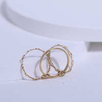 Bague en or véritable K Trendy Simple Triple Couche Multicouche Jaune 14K 18K pour hommes et femmes Couples
