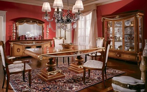 Traditional Mahogany Brown Wooden Furniture <b>Dining</b> <b>Table</b> Set Classic Big Rectangle <b>Dining</b> <b>Table</b> With 6 Chairs UP-5-1 Classic Rec - Product Image 6
