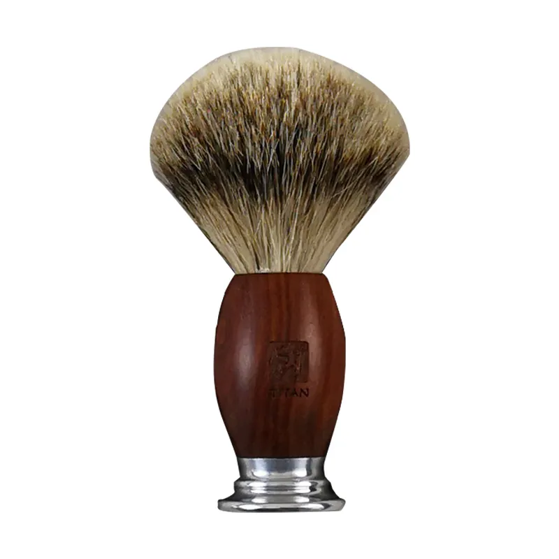 Herramientas de afeitado con mango de madera, kit de afeitado de cabello de tejón plateado con logo personalizado, para Barba y cara, herramientas de aseo diario
