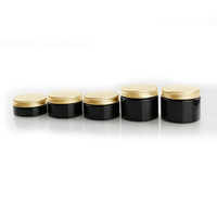 Large bouche 2oz 3oz 4oz 5oz 6oz 8oz bouteille de miel de beurre d'arachide stockage des aliments récipient cosmétique bocaux en plastique PET noir avec couvercles
