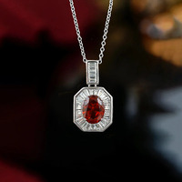 Nouveau collier pendentif elliptique rouge en argent S925 pour femme, bijoux décontractés de haute qualité, élégants et tendance, vente en gros