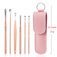 Outil professionnel de nettoyage d'oreilles en acier inoxydable, 6 pièces, réutilisable, lavable, étanche, portable, 25g, marque YF