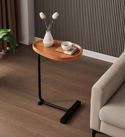 Table basse de salon minimaliste de luxe en bois durable avec cadre métallique portable et éclairage d'appoint pour canapé
