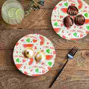 Platos de Papel Modernos de 9 Pulgadas con Temática de Verano, Decoración de Mesa para Bodas, con Bordes Festoneados, Excelente Calidad - Product Image 1