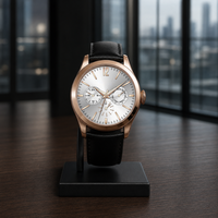 Montre à quartz pour homme, boîtier en acier inoxydable, double bracelet, bracelet en cuir véritable et bracelet en maille d'acier inoxydable en option, montre-bracelet pour homme