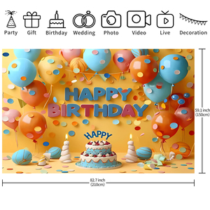 Latar Belakang Pesta Cetak Balon Pelangi untuk Dekorasi Ulang Tahun Anak Perempuan - Product Image 6