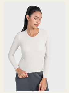 Nuove di questa settimana magliette da ragazza per il Fitness con costine di Yoga a maniche lunghe traspiranti per lo Yoga - Product Image 5