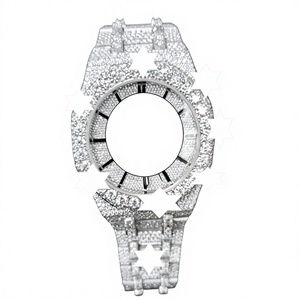 Montre de luxe édition limitée avec mouvement automatique, cadran en cristal, bracelet en acier inoxydable de 20 mm, 39 mm, pour homme et femme, style hip-hop glacé avec moissanite - Product Image 1
