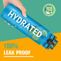 Bouteille d'eau sport de 32 oz avec couvercle anti-fuite à ouverture rapide, sans BPA, personnalisable pour la salle de sport, la remise en forme et l'usage quotidien