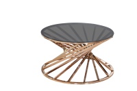 Table basse ronde moderne en acier inoxydable, décoration en verre et en métal pour le salon, meubles de maison