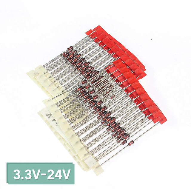 140PCS Zener Diode Kit 1W 3.3V-24V Voltage Regulator Diodes Set 14 Values 3.3V 10V 3.9V 12V 4.7V 15V 5.1V 16V 6.2V 18V 6.8V 20V