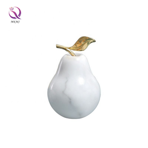 Nordic Moderne Eenvoudige Kantoor Thuis Zachte Decoratie Creatieve Wit Marmer <span class=keywords><strong>Fruit</strong></span> Gouden Koperen Blad Apple Peer Decoratie Voor Thuis - Product Image 5
