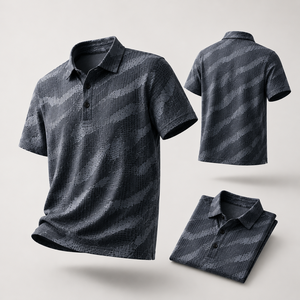 Polo de Golf Personalizado Premium para Hombre, Color Gris Camuflaje, Rendimiento de Absorción de Humedad, Marca Privada, Ropa Corporativa OEM - Product Image 2