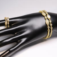 Bracelets et bagues plaqués or 18 carats pour femmes, ensemble de bijoux de luxe en laiton et diamant, à la mode