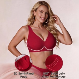 Sujetador sin costuras con tiras <span class=keywords><strong>de</strong></span> gel, escote pronunciado en V, efecto suavizante <span class=keywords><strong>de</strong></span> la <span class=keywords><strong>espalda</strong></span> para mujer, lencería <span class=keywords><strong>de</strong></span> alta calidad - Product Image 1