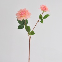 Grande fleur artificielle en latex, dahlia blanche et rose, toucher réel, 2 têtes, pour arrangement de table de mariage, fête, Thanksgiving, remise de diplôme