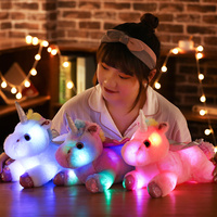 Poupée de cheval licorne bébé lumineux jouet en peluche lumineux jouets pour enfants gros éclairage LED licorne poupée de coussin animal de grande taille