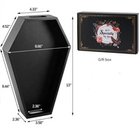 Bandeja de Madera Pintada de Negro en Forma de Ataúd, Caja de Servir con Forma de Ataúd, Ideal para Dulces, Llaves, Velas, Decoración Perfecta para Halloween