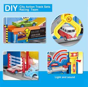 Rangement multifonctionnel pour enfants, jouets de <span class=keywords><strong>Parking</strong></span>, bricolage, assemblage de jouets, Garage avec élévateur, ensemble de piste de voiture d'action de ville - Product Image 3