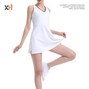 ชุดเดรสแฟชั่นฤดูร้อนคุณภาพสูงสำหรับผู้หญิง แบบไม่มีแขน พร้อมโลโก้ด้านหน้า แห้งเร็ว ป้องกันการโป๊ เหมาะสำหรับเล่นเทนนิส วิ่ง และสวมใส่ลำลอง - Product Image 3