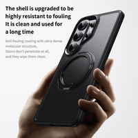 Metal Camera Frame Knop Magnetische Case voor Samsung Galaxy S26 Ultra S25 S24 S23 Plus Matte Telefoonhoesjes 360 °   Draaibare standaard