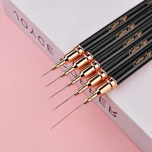 Customized Length Kolinsky/Synthetic Black Ultra Thin Nail Art Brush Liner Nail Polish Brush With Lid High Quality 7-9-11-15-25