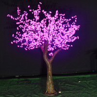 Maßgefertigter 3m~5m Kunststoff Grüner Künstlicher Kirschblüten-LED-Lichtbaum IP65 Wasserdicht CRI90 6000K Tageslicht für Hochzeiten Weihnachten