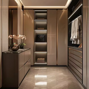 Système de placard Armario moderne personnalisé Armoire Armoires de rangement Ensemble Mobilier de maison Mobilier de chambre à coucher Fermeture en douceur en bois - Product Image 1