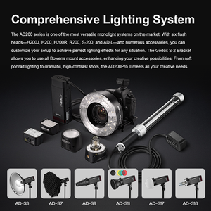 GODOX AD200pro II 2.4G TTL 1/8000 hss ไฟแฟลชแบบพกพาสำหรับสตูดิโอถ่ายภาพกลางแจ้งพร้อมแบตเตอรี่ลิเธียม2900mAh - Product Image 5