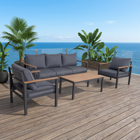 Ensemble de canapé d'extérieur portable Joye Leisure avec cadre en aluminium, design minimaliste moderne, table basse et chaises pour usage hôtelier
