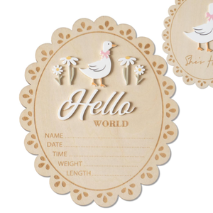 Cartello 'Hello World' per Annuncio Nascita, Accessori Fotografici in Legno per Neonati, Idee per Annuncio Nascita - Product Image 2