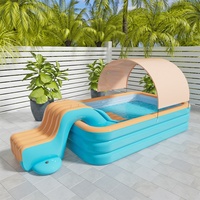 Piscine gonflable en PVC avec toboggan pour enfants, grande piscine extérieure épaissie avec parasol, protection solaire sécurisée pour bébés