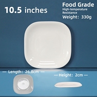Ensemble d'assiettes carrées en mélamine de 10,5 pouces, motif uni, minimalisme moderne, résistant aux chocs, assiette spécifique pour les cantines de restauration rapide