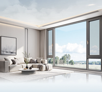 Fenêtre de balcon de villa en alliage d'aluminium à vue panoramique, insonorisée, double vitrage trempé, moustiquaire en aluminium, ouverture extérieure pour chambre et cuisine