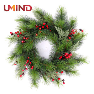 Hot Sale de Christmas Red rattan berries Christmas pine wreath - Product Image 1