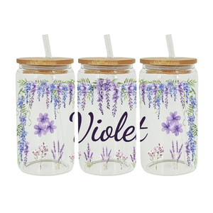 Envolturas para Vasos UV de 16oz con Diseño Floral Curativo para <span class=keywords><strong>la</strong></span> <span class=keywords><strong>Vida</strong></span> Diaria, Estética de Bosque Salvaje, Vibe Romántico Púrpura, Adhesivos DTF - Product Image 2