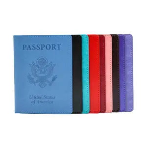 Sacos para passaporte com logotipo dos EUA, capa para passaporte dos EUA, carteira de viagem em PVC, bolsos para cartões de identificação personalizados, porta-passaporte em PU fino, couro