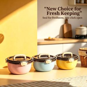24cm Stainless Steel Food <b>Storage</b> <b>Container</b> with Lid Leakproof Round Bowl Handle Sealed Meal Prep Keep Fresh - Product Image 2