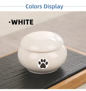 Urna de Cinzas de Animais de Estimação com Impressão de Pata, Urna Memorial de Cremação, Lembrança de Cerâmica para Cinzas de Cães - Product Image 1