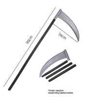 Ensemble de costume de Grim Reaper pour Halloween, cape noire à capuche avec masque de crâne, gants squelette, scimitar jouet, tenue de cosplay effrayante pour adultes et enfants
