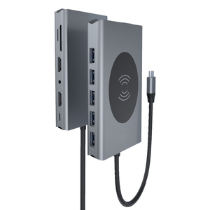 14 trong 1 hiển thị Dock <span class=keywords><strong>USB</strong></span> HUB RJ45 1000M <span class=keywords><strong>USB</strong></span> 3.0 không dây sạc <span class=keywords><strong>Docking</strong></span> <span class=keywords><strong>Station</strong></span> cho máy tính xách tay đa Cáp HUB - Product Image 1