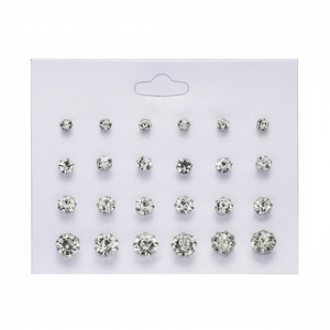 Vendita calda Trending Vintage moda orecchini di cristallo Set Huggie orecchini con foglia croce perla per ragazze - Product Image 2